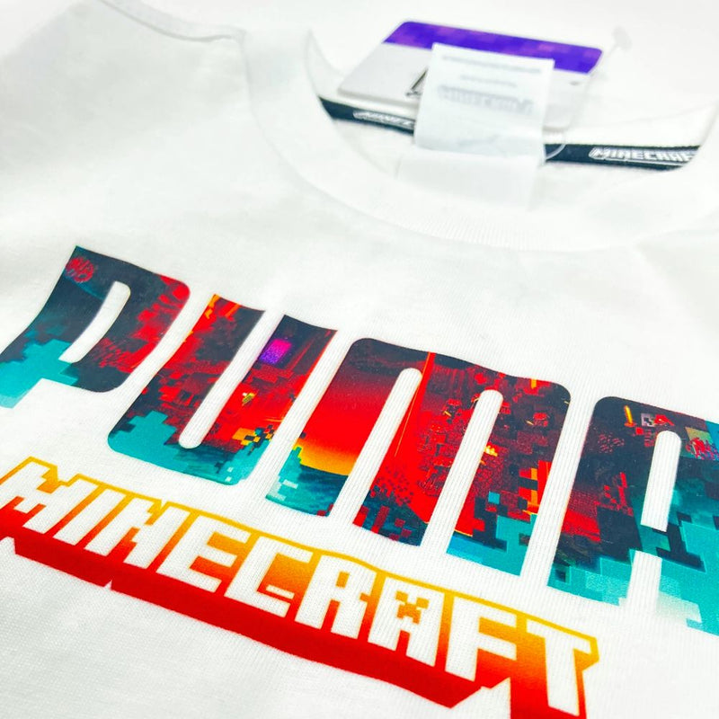 キッズ ボーイズ PUMA x MINECRAFT 半袖 Tシャツ（ホワイト） - マイクラファン・ショップ