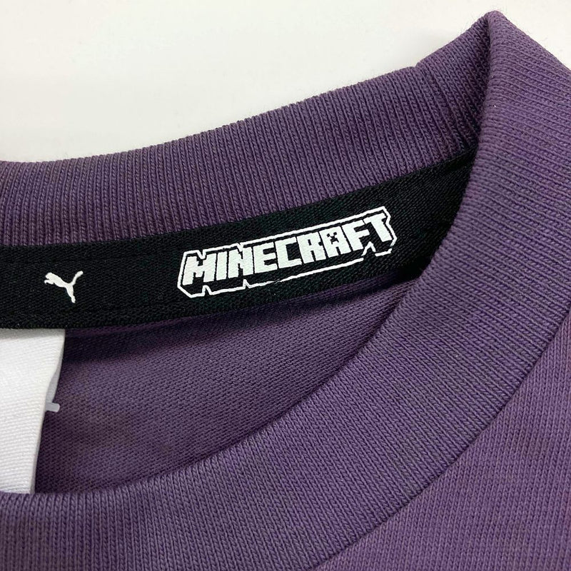 キッズ ボーイズ PUMA x MINECRAFT 半袖 Tシャツ（パープルチャコール） - マイクラファン・ショップ