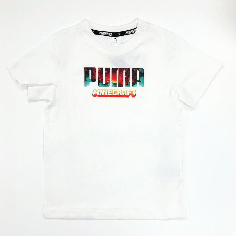 キッズ ボーイズ PUMA x MINECRAFT 半袖 Tシャツ（ホワイト） - マイクラファン・ショップ
