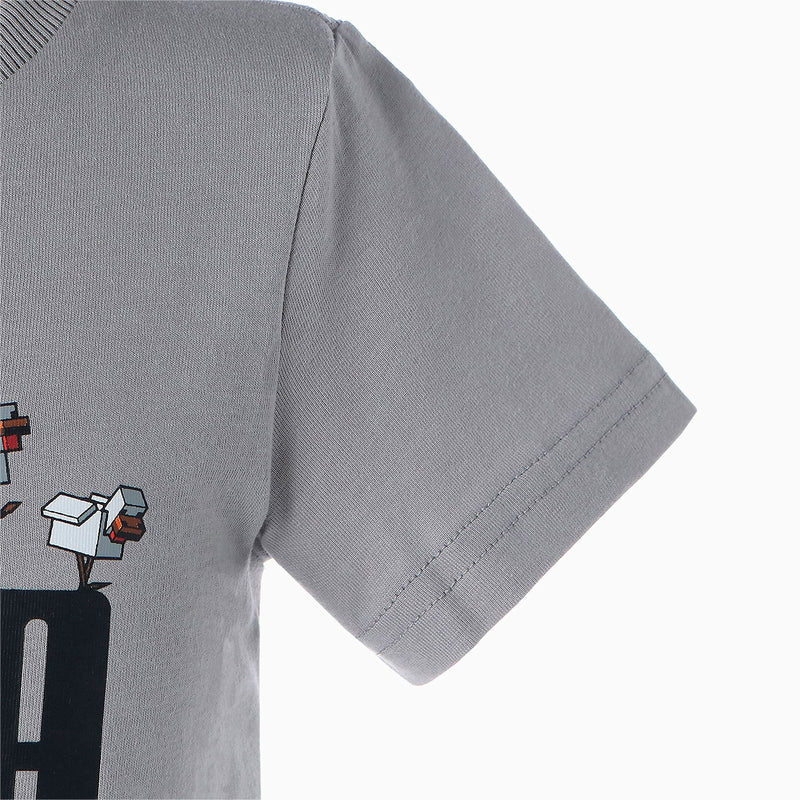 キッズ ボーイズ PUMA x MINECRAFT グラフィック 半袖 Tシャツ（グレー） - マイクラファン・ショップ