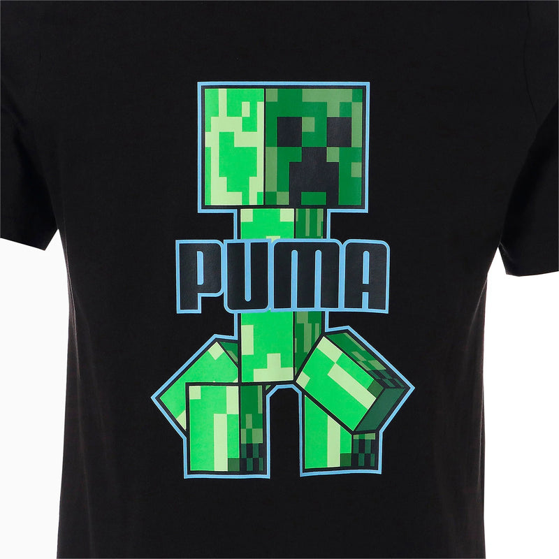 メンズ PUMA x MINECRAFT グラフィック 半袖 Tシャツ（ブラック） - マイクラファン・ショップ