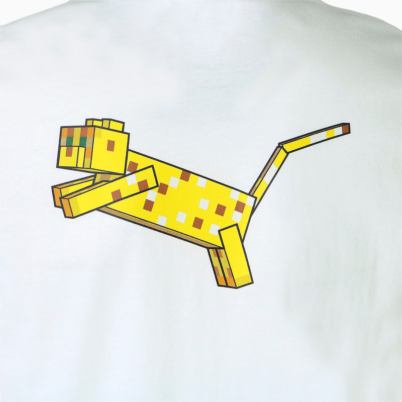 メンズ PUMA x MINECRAFT グラフィック 半袖 Tシャツ（ホワイト） - マイクラファン・ショップ